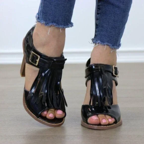 Patent Rockabilly Oxford High Heels With Tassel - Picture 7 of 7